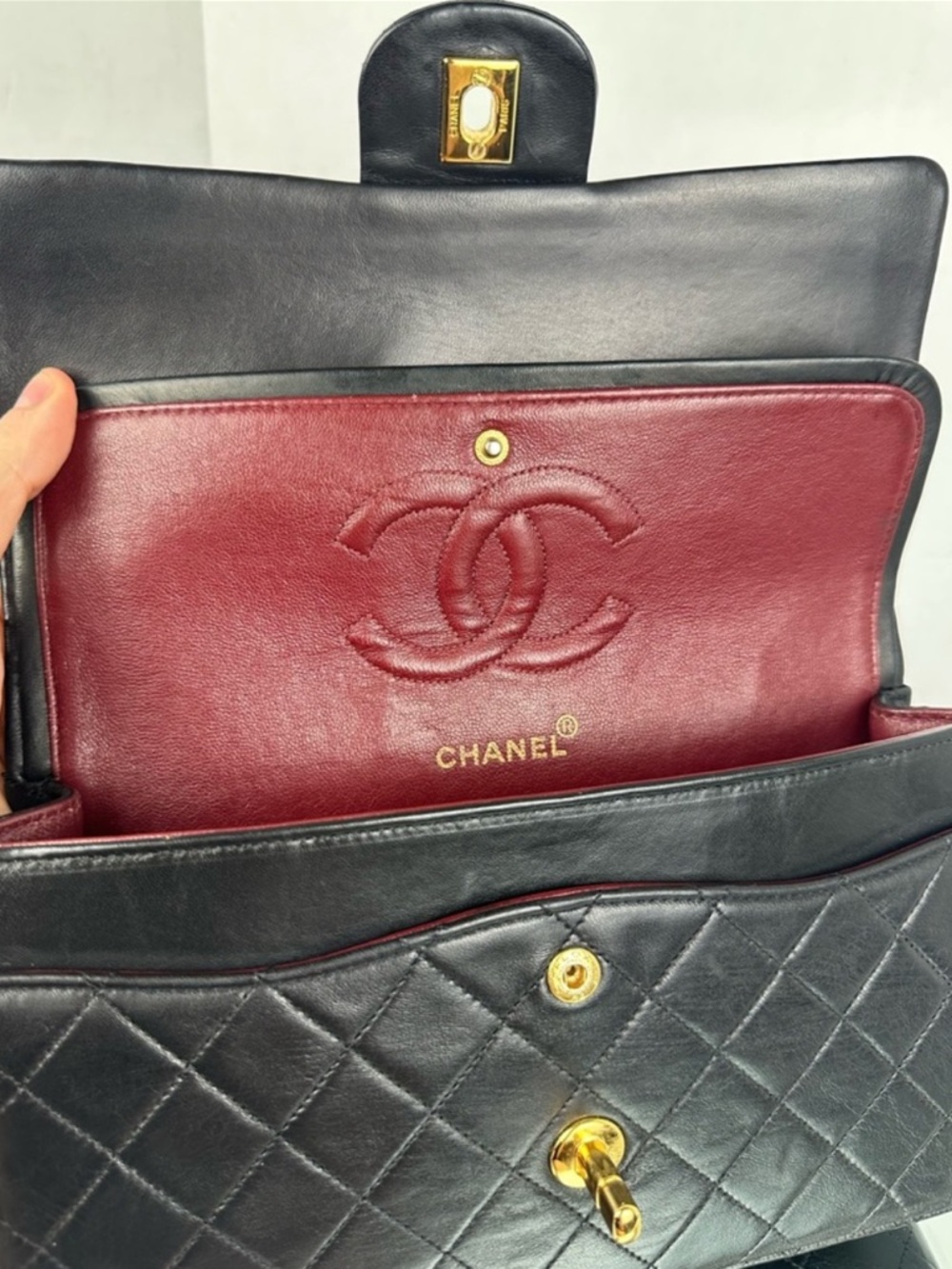 Chanel Medium Classic Double Flap Bag Black Lambskin 24KT Plated - Picture 7 of 13